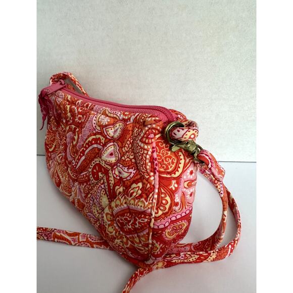 Vera Bradley Sherbet Paisley Hobo Crossbody Bag – Pink & Orange Quilted Purse - Picture 3 of 6